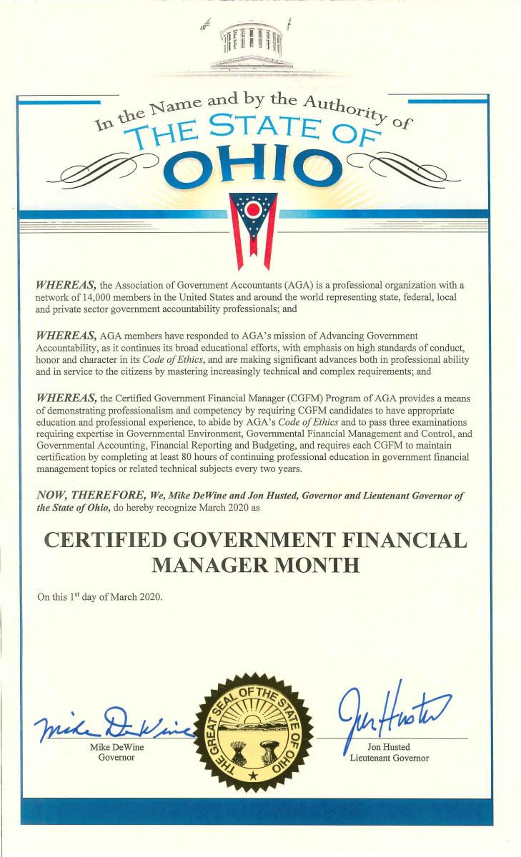 State of Ohio CGFM Proclamation for March 2020