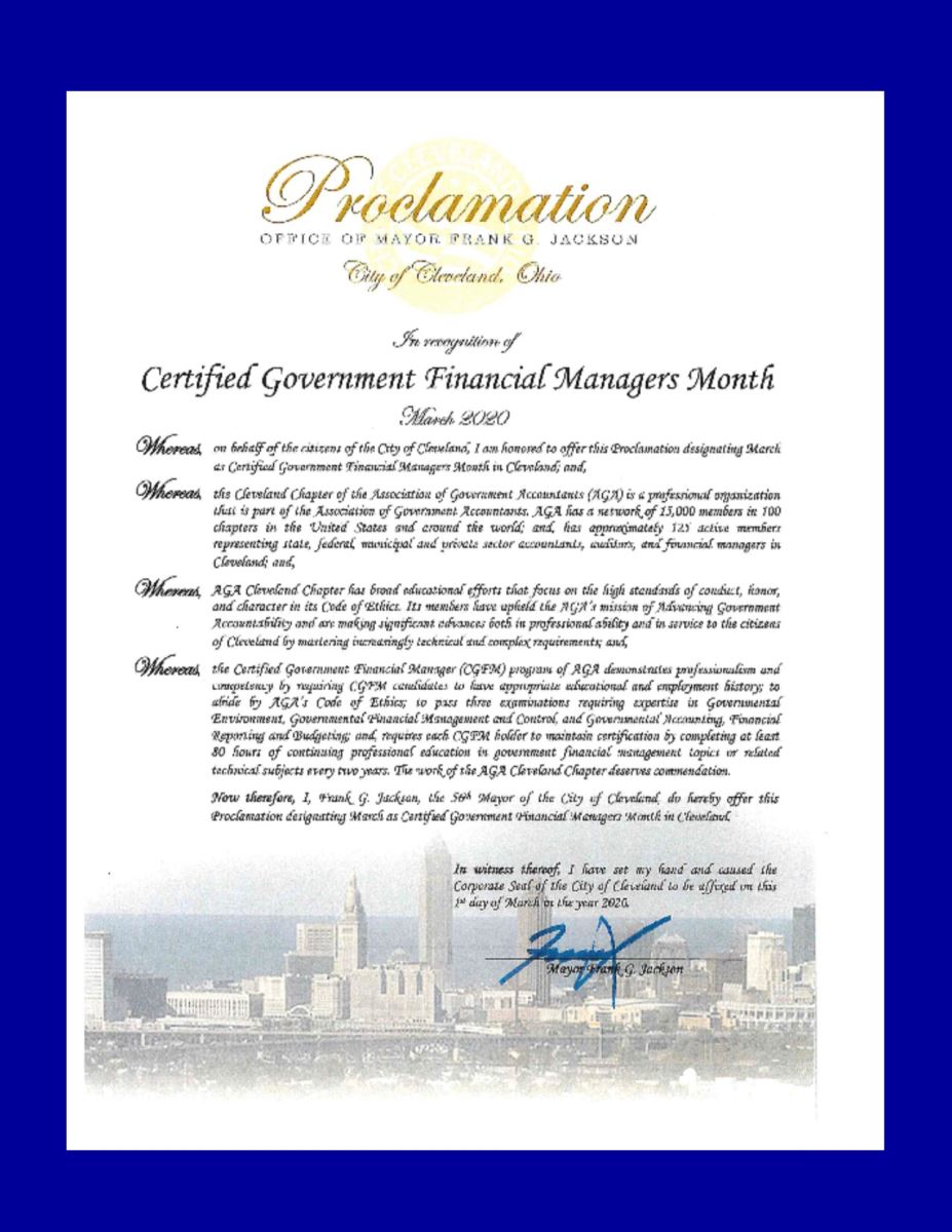 City of Cleveland CGFM Proclamation for March 2020