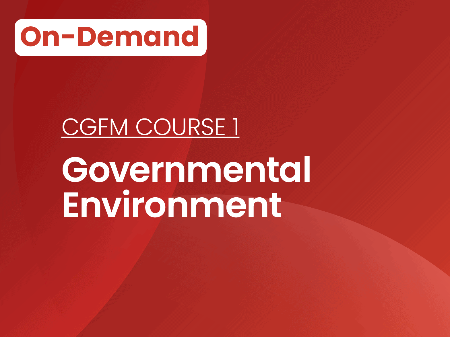CGFM Course 1: Governmental Environment